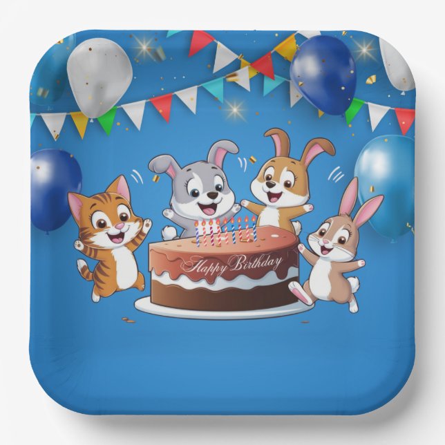 Plato De Papel Fiesta de cumpleaños (Anverso)