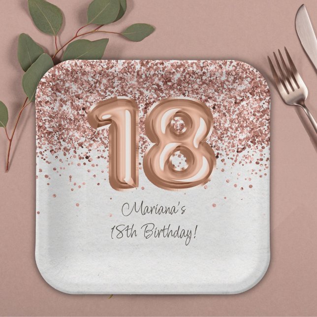 Plato De Papel Fiesta de cumpleaños 18 en Rosa Oro (Subido por el creador)