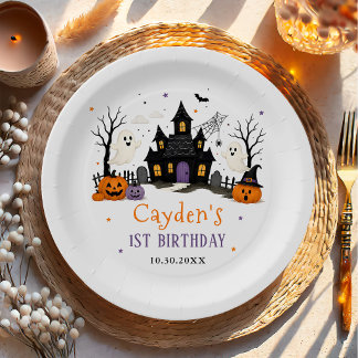 Plato De Papel Fiesta de cumpleaños 1 Spooky One Halloween