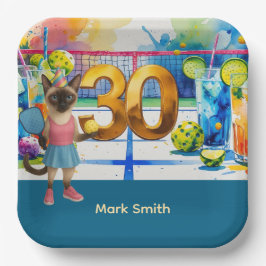 Plato De Papel Fiesta de cumpleaños 30 de Pickleball