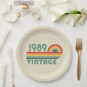 Plato De Papel Fiesta de cumpleaños 35 vintage personalizada