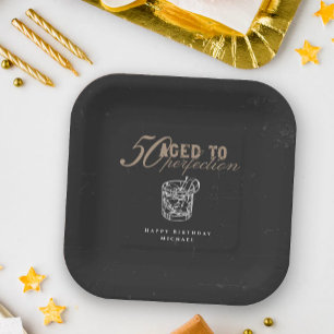 Plato De Papel Fiesta de Cumpleaños 50 con Whiskey Aged to Perfec