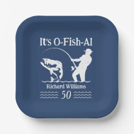 Plato De Papel Fiesta de cumpleaños 50 del hombre es O-fish-al Fi