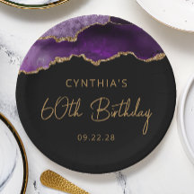 Fiesta de cumpleaños 60 Chic Agate Purple Gold