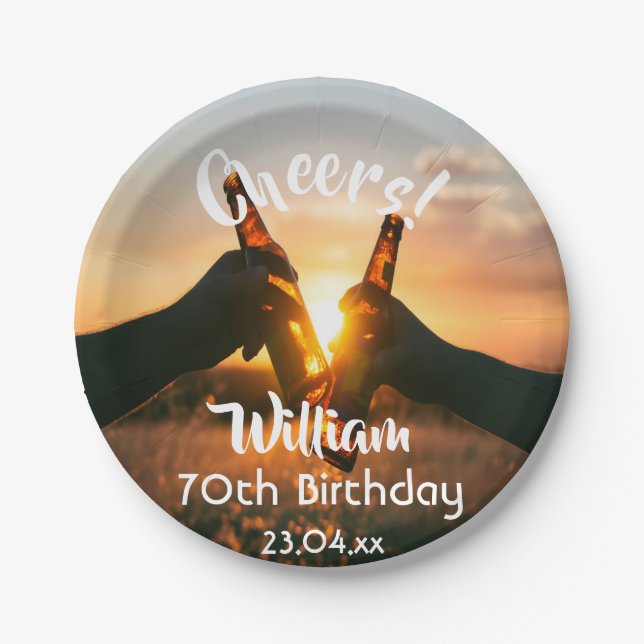 Plato De Papel fiesta de cumpleaños 70 para los hombres anima la  (Anverso)