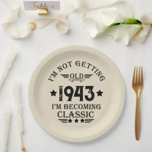 Plato De Papel Fiesta de cumpleaños 90 vintage personalizada