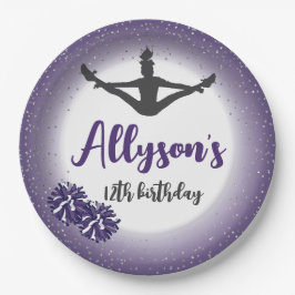 Plato De Papel Fiesta de cumpleaños animadora, cualquier púrpura