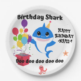 Plato De Papel Fiesta de cumpleaños Baby Shark