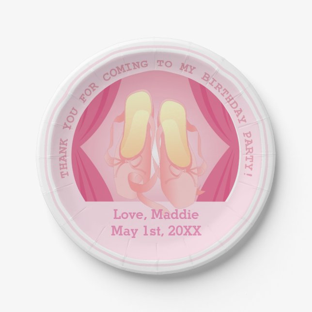 Plato De Papel Fiesta de cumpleaños Ballerina (Anverso)