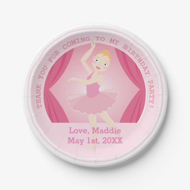 Plato De Papel Fiesta de cumpleaños Ballerina (Anverso)