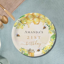 Plato De Papel Fiesta de cumpleaños burbuja abejas flores amarill