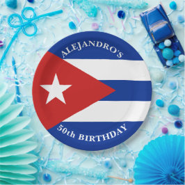 Plato De Papel Fiesta de Cumpleaños con Bandera Cubana