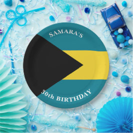 Plato De Papel Fiesta de cumpleaños con bandera de Bahamas