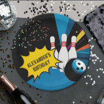 Fiesta de Cumpleaños con Bolos Retro Azul Negro