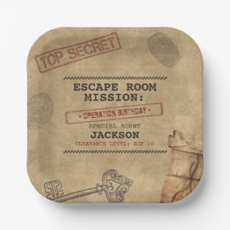 Plato De Papel Fiesta de cumpleaños con Escape Room Misterio Pers