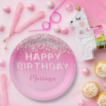 Fiesta de cumpleaños con globo rosa Ombre
