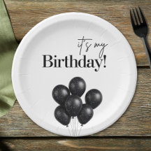 Fiesta de cumpleaños con globos en negro y blanco 