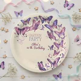 Plato De Papel Fiesta de cumpleaños con mariposas