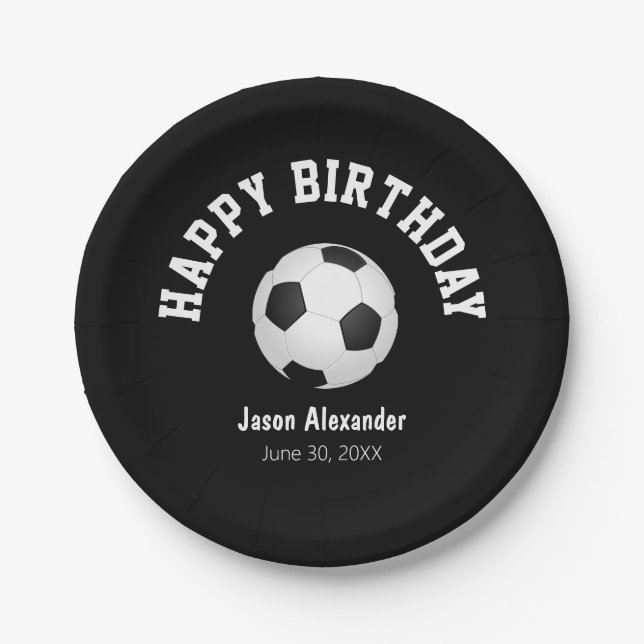Plato De Papel Fiesta de cumpleaños con tema de fútbol (Anverso)