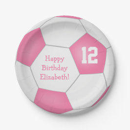 Plato De Papel fiesta de cumpleaños con tema de fútbol blanco ros