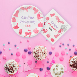 Plato De Papel Fiesta de cumpleaños con temática de Halloween ros