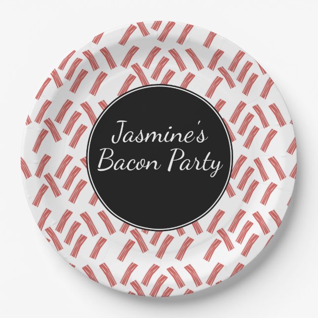 Plato De Papel Fiesta de cumpleaños con tiras de bacon a cualquie (Anverso)