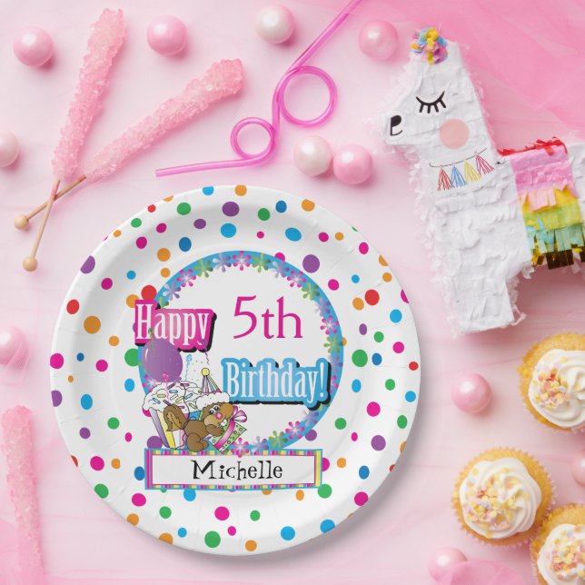 Plato De Papel Fiesta de cumpleaños con una ardilla Personalizado (Fiesta)