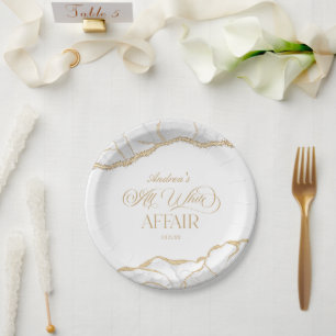 Plato De Papel Fiesta de cumpleaños de Ágata de oro blanco Todo b