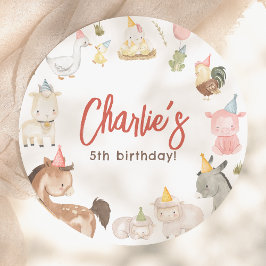 Plato De Papel Fiesta de cumpleaños de animales de granja