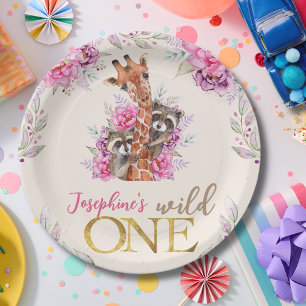 Plato De Papel Fiesta de cumpleaños de animales safari para niños