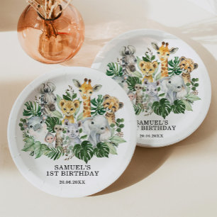 Plato De Papel Fiesta de cumpleaños de animales salvajes de un Sa