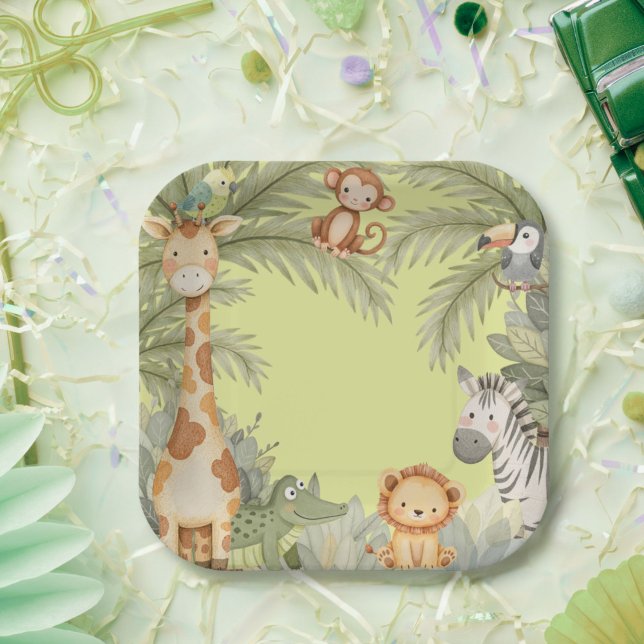 Plato De Papel Fiesta de cumpleaños de animales salvajes de una j (Subido por el creador)