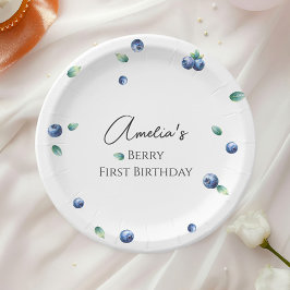 Plato De Papel Fiesta de cumpleaños de arándano azul Berry Sweet 