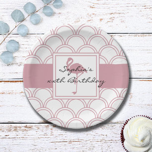 Plato De Papel Fiesta de cumpleaños de Art Deco Wave Patten Flami