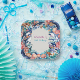 Plato De Papel fiesta de cumpleaños de ballena de tiburón de sire