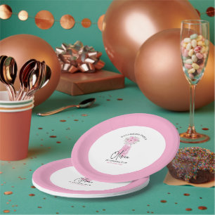 Plato De Papel Fiesta de cumpleaños de Ballerina Adorable Rosa