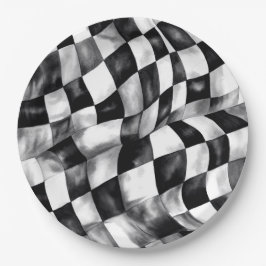 Plato De Papel Fiesta de cumpleaños de bandera de comprobación de