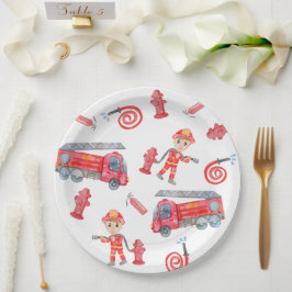Plato De Papel Fiesta de cumpleaños de bomberos