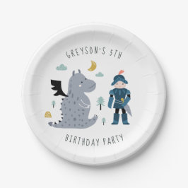 Plato De Papel Fiesta de cumpleaños de caballeros y dragones