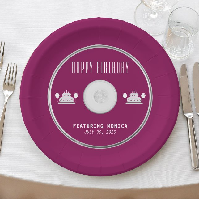 Plato De Papel Fiesta de cumpleaños de CD de música (Music CD Birthday Party Paper Plates
)