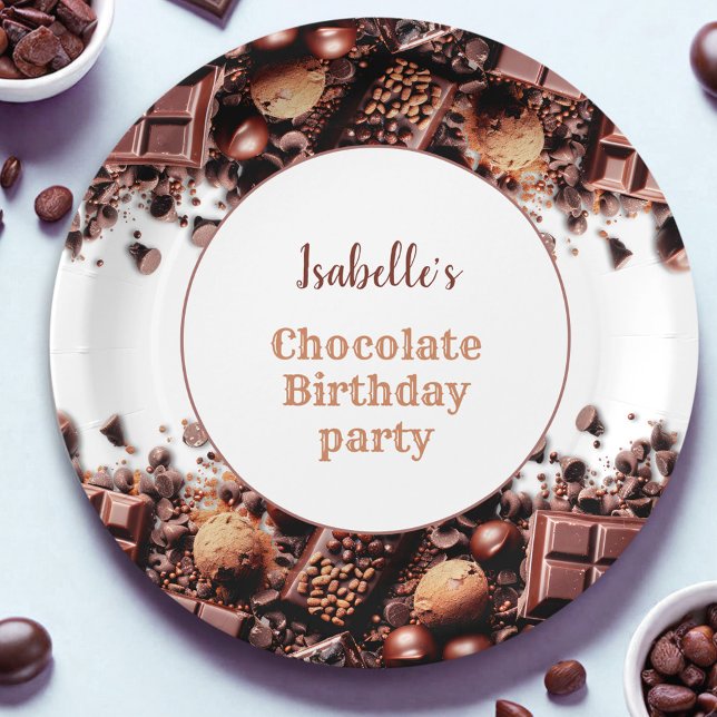 Plato De Papel Fiesta de cumpleaños de chocolate (Chocolate Birthday Party Paper Plates )