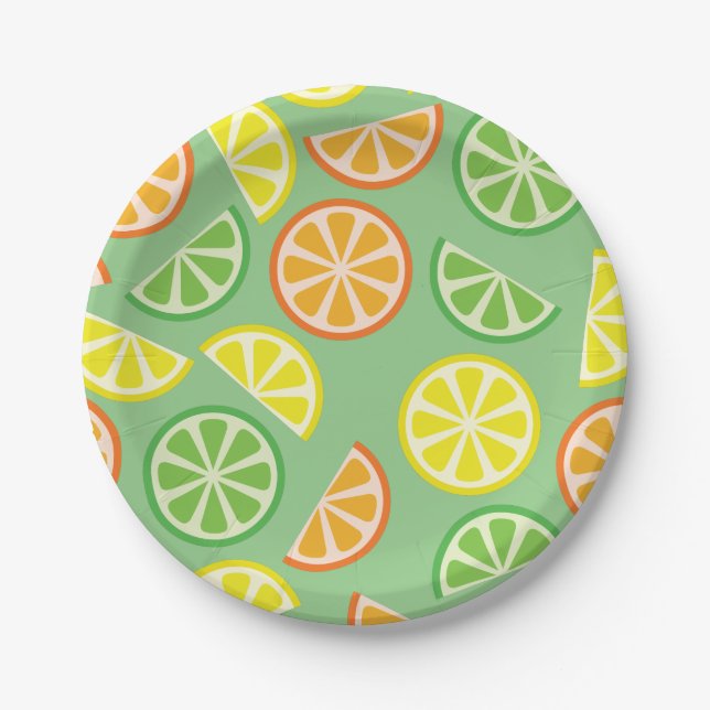 Plato De Papel Fiesta de cumpleaños de Citrus Slice (Anverso)