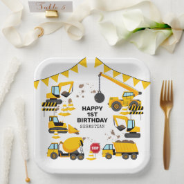 Plato De Papel Fiesta de cumpleaños de construcción para niños