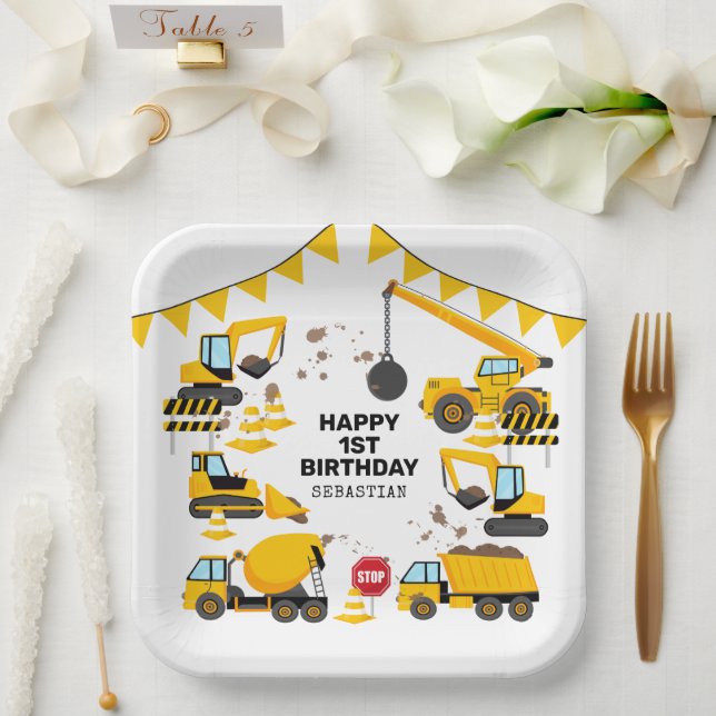 Plato De Papel Fiesta de cumpleaños de construcción para niños (Boda)