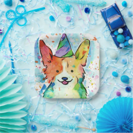 Plato De Papel Fiesta de cumpleaños de Corgi