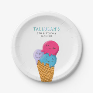 Plato De Papel Fiesta de cumpleaños de crema de hielo