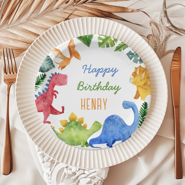 Plato De Papel Fiesta de cumpleaños de Cute Dinosaur Boy (Subido por el creador)