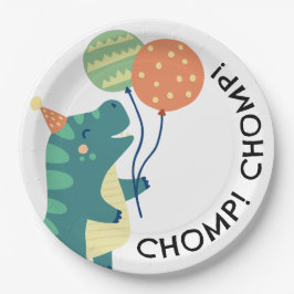 Plato De Papel Fiesta de cumpleaños de Cute Dinosaurs Chomp
