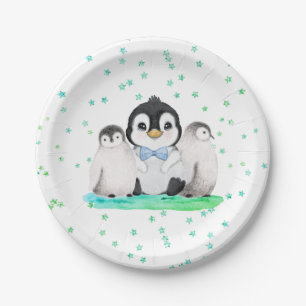 Plato De Papel Fiesta de cumpleaños de Cute Penguin