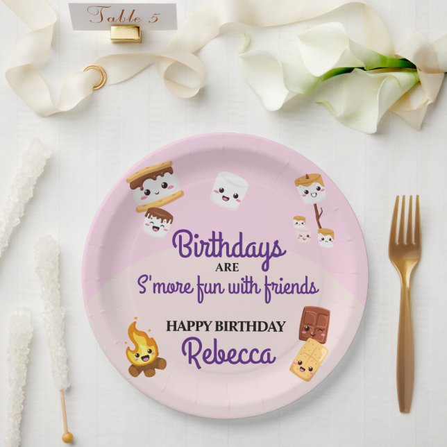 Plato De Papel Fiesta de Cumpleaños de Cute S'mores (Boda)